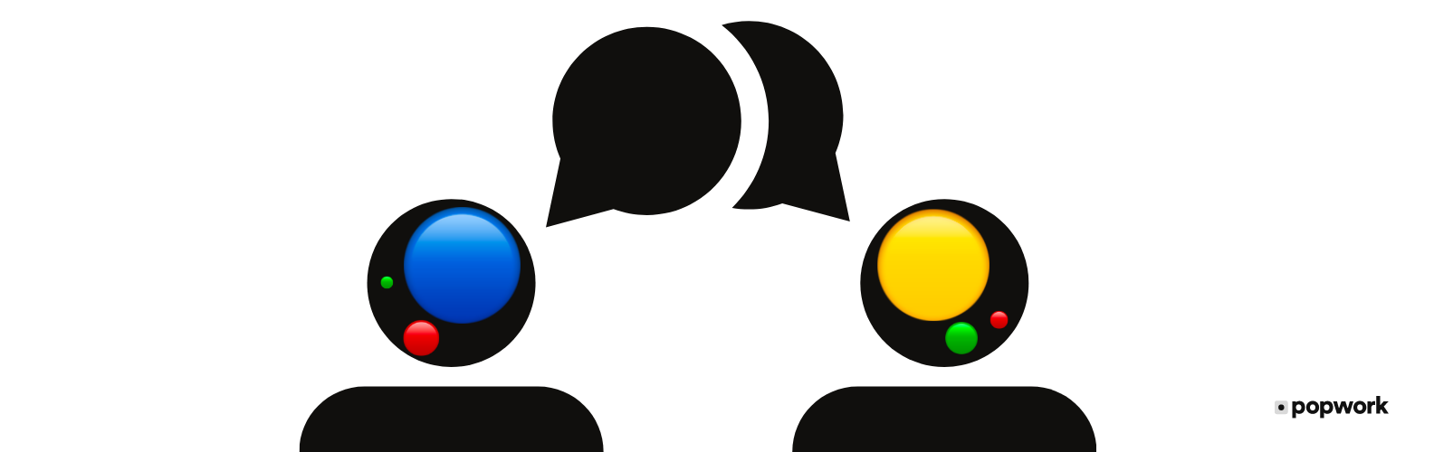 Profil Conforme (bleu) s'adressant à un profil Influent (jaune) ) - Popwork