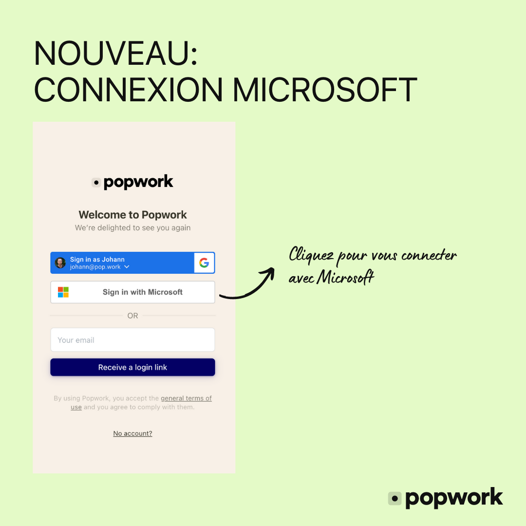 Se connecter à Popwork avec un compte Microsoft